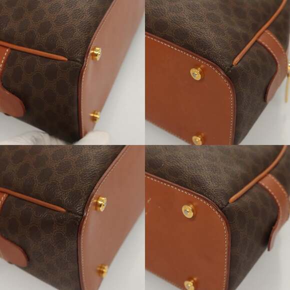 CELINE Macadam Canvas Hand Bag Pvc Leather Brown Gold - Picture 10 of 12